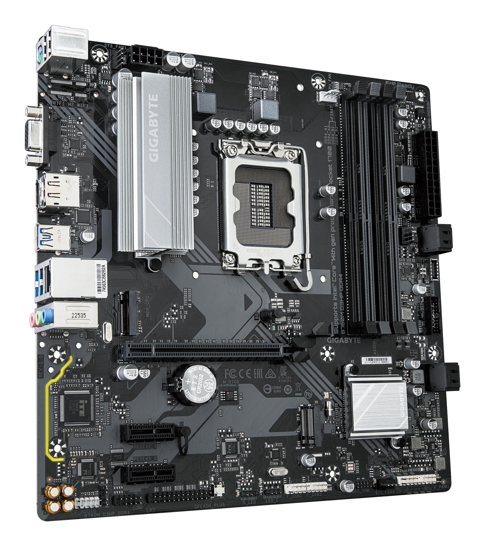 GIGABYTE B760M D3HP DDR4 Motherboard - Unterstützt Intel Core 14. Generation CPUs, 4+1+1 Phasen Digital VRM, bis zu 5333MHz DDR4 (OC), 2xPCIe 4.0 M.2, GbE LAN, USB 3.2 Gen1 Bild 5