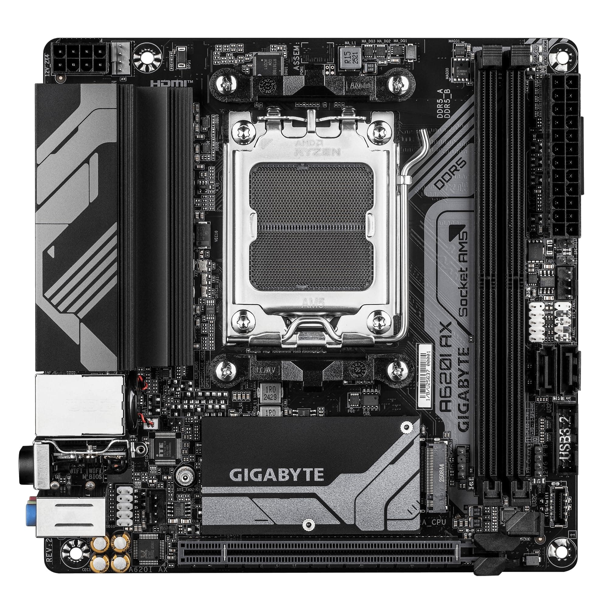 GIGABYTE A620I AX (AM5/ LGA 1718/ AMD/ A620/ Mini-ITX/ 5 Jahre Garantie/ DDR5/ Single M.2/ PCIe 4.0/ USB 3.2 Gen1 Type-C/Realtek Wi-Fi 6E/ Realtek 2.5GbE/ Q-Flash Plus/PCIe EZ-Latch/Motherboard) Bild 3