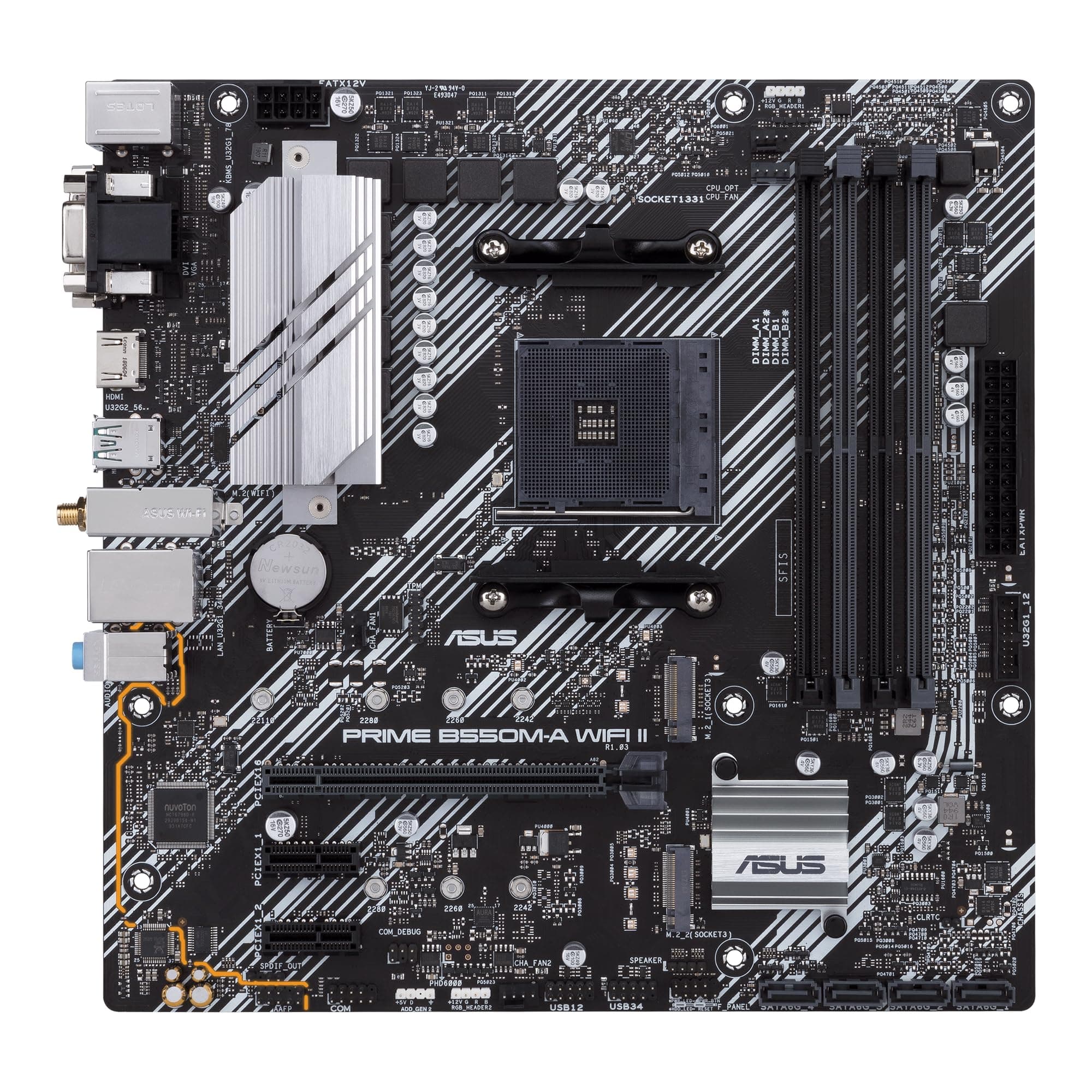 ASUS Prime B550M-A WiFi II Gaming Mainboard Sockel Ryzen AM4, mATX (AMD B550, PCIe 4.0, WiFi6, Dual M.2, SATA 6Gbit/s, Aura Sync) Bild 4