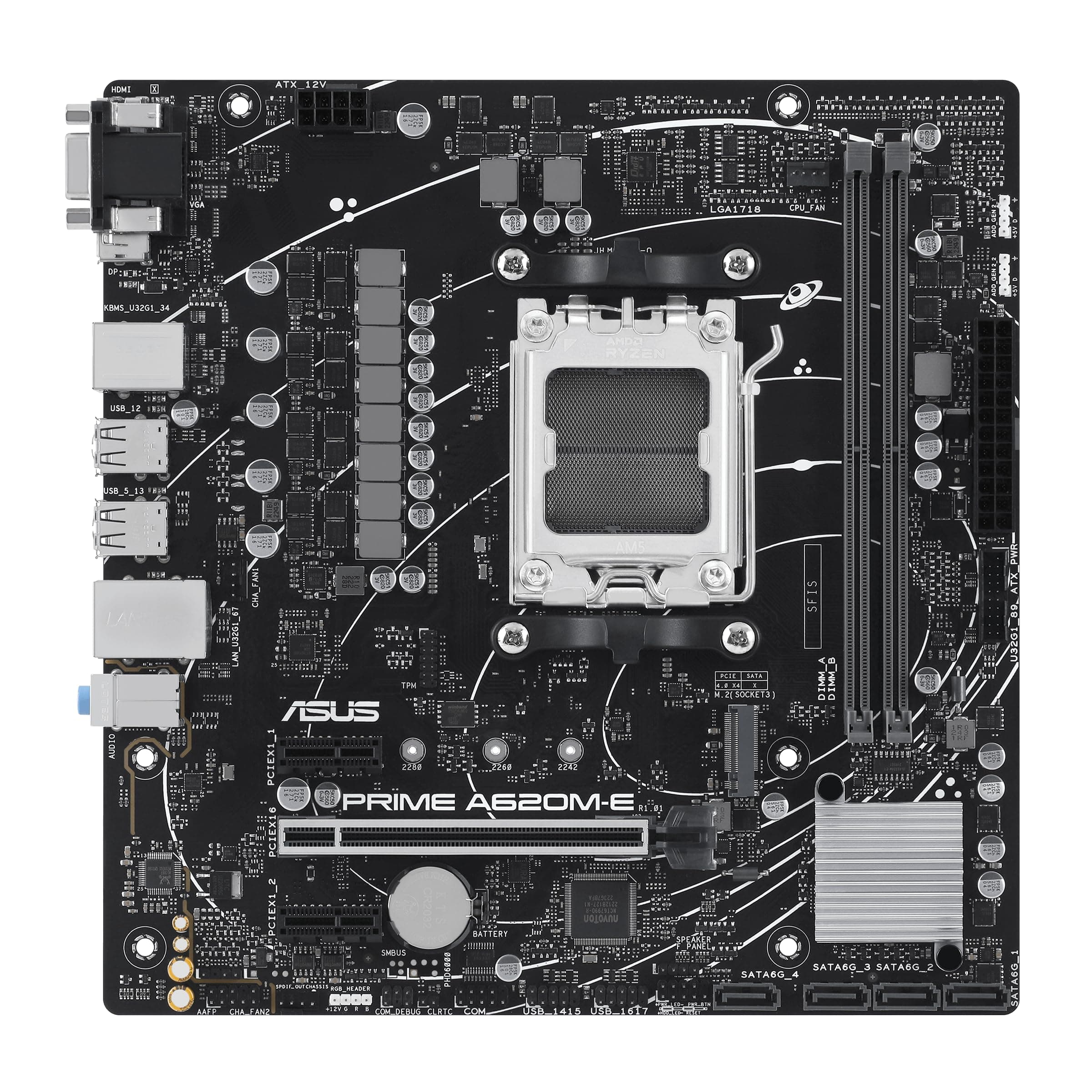 ASUS Prime A620M-E-CSM Mainboard Sockel AMD A620 (Ryzen 7000, Micro-ATX, DDR5 Speicher, PCIe 4.0, BIOS Flashback, USB 3.2 Gen 2, Aura Sync) Bild 3