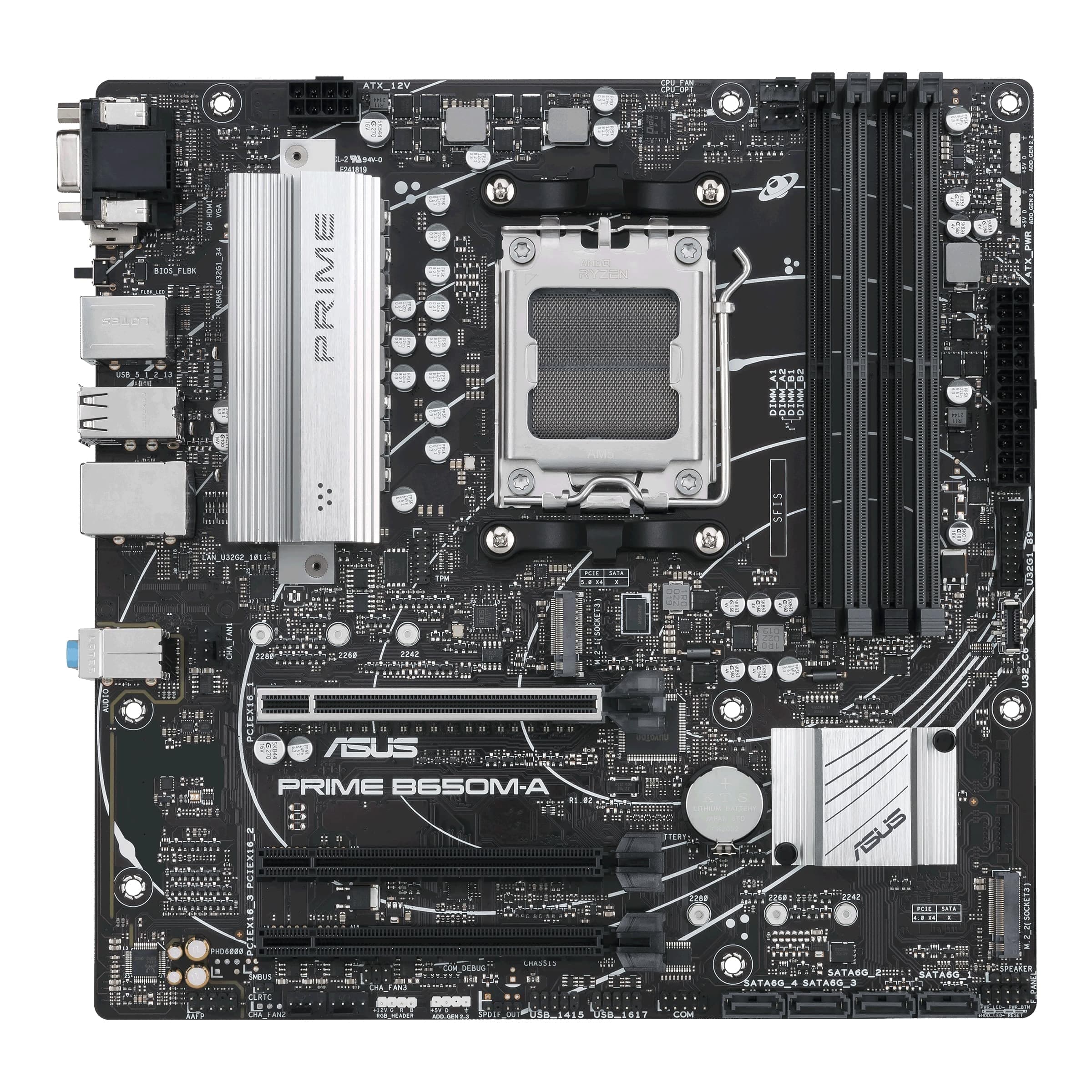 ASUS Prime B650M-A CSM Mainboard Sockel AMD AM5 (Ryzen 7000,micro-ATX,DDR5 Speicher,PCIe 5.0,WiFi 2.5G Ethernet,BIOS Flashback,USB 3.2 Gen 2,Aura Sync), 90MB1C10-M0EAYC Bild 3
