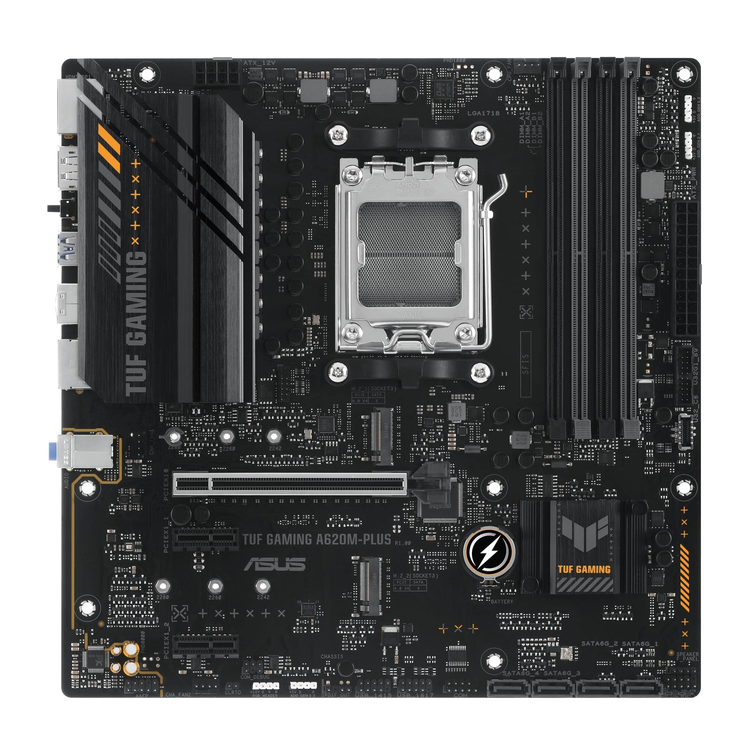 ASUS TUF Gaming A620M-PLUS Mainboard Sockel AMD A620 (Ryzen 7000, Micro-ATX, DDR5 Speicher, PCIe 4.0, BIOS Flashback, USB 3.2 Gen 2, Aura Sync) Bild 3