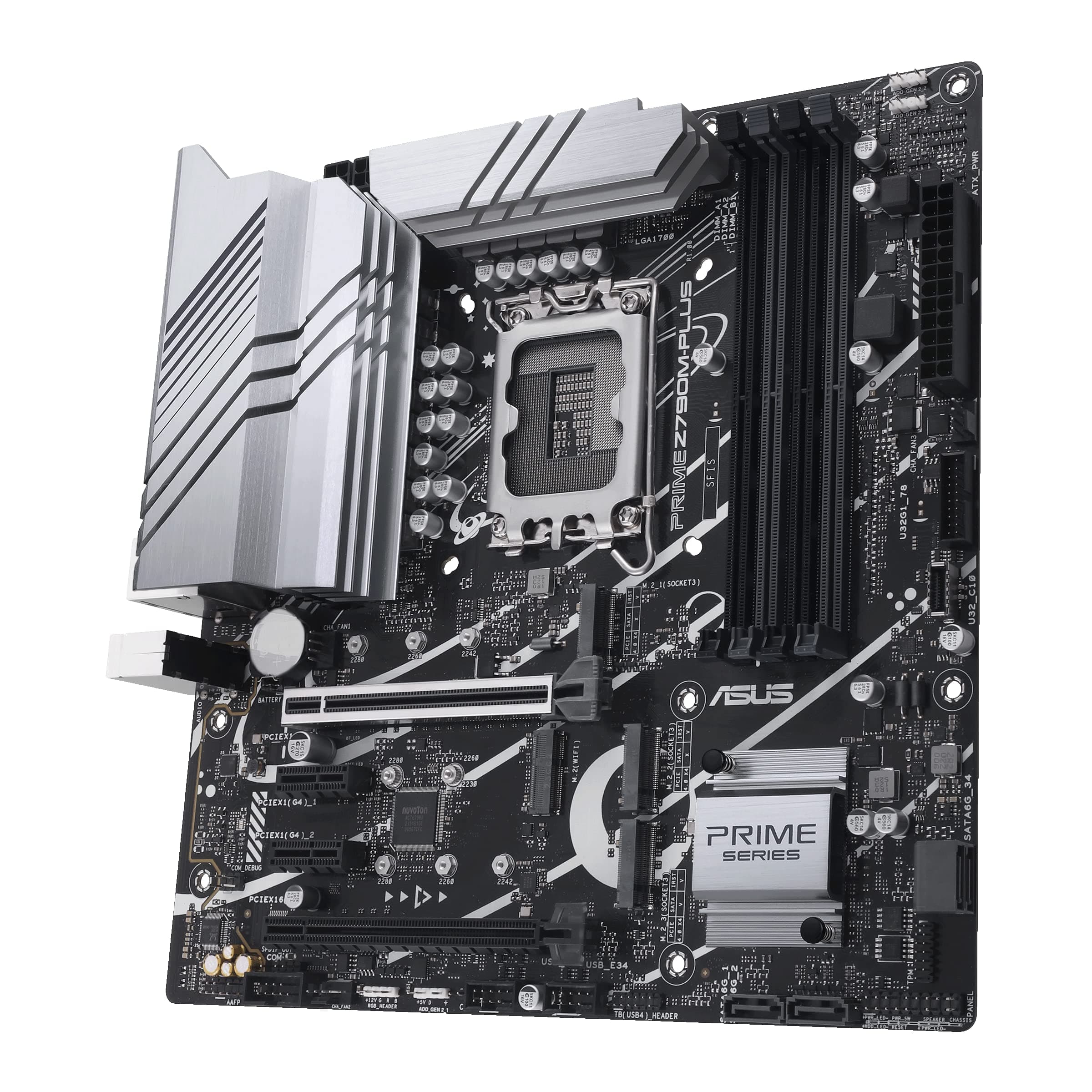 ASUS Prime Z790M-Plus LGA 1700 (Intel 14., 12. und 13. Generation) microATX-Motherboard (PCIe 5.0, 3 x M.2 Steckplätze, 10 + 1 DrMOS, DDR5, 1 GB LAN, DP, USB 3.2 Gen2 Type-C, Front-USB 3.2 Gen 1 Bild 7