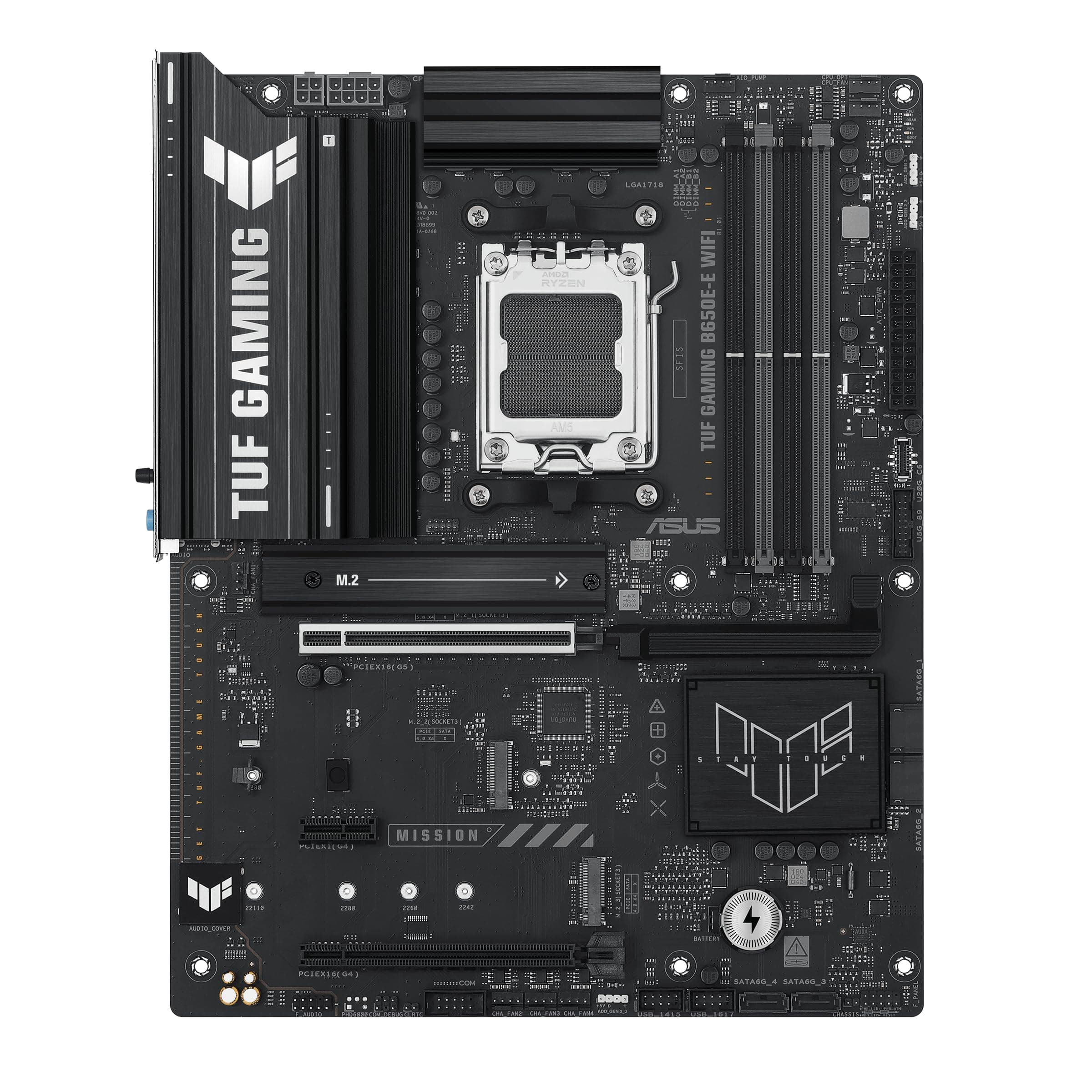 ASUS TUF Gaming B650E-E WiFi AMD AM5 B650 ATX Motherboard, 8+2+1 80A DrMOS Stage, DDR5, PCIe 5.0 Ready, 3X M.2, Wi-Fi 6E, 2.5GB LAN, DisplayPort, HDMI™, USB 20Gbps Type-C®, BIOS Flashback™, Aura Sync Bild 3