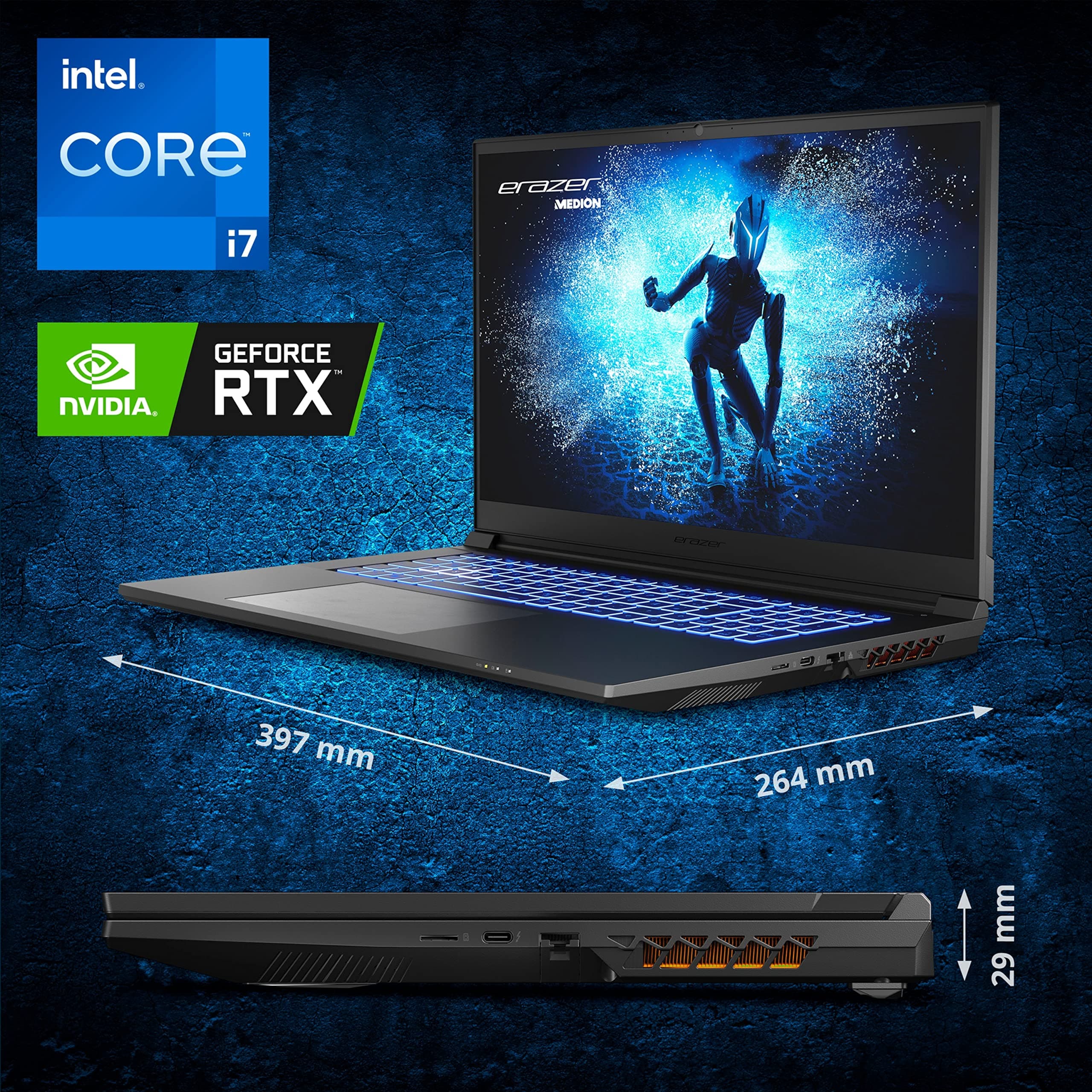 MEDION ERAZER Defender P40 43,9 cm (17,3" Zoll 100% sRGB 240Hz) QHD Gaming Laptop (Intel Core i7-13700HX, 16GB DDR5 RAM, 1TB SSD, GeForce RTX 4060 8GB GDDR6, Win 11 Home) Bild 2