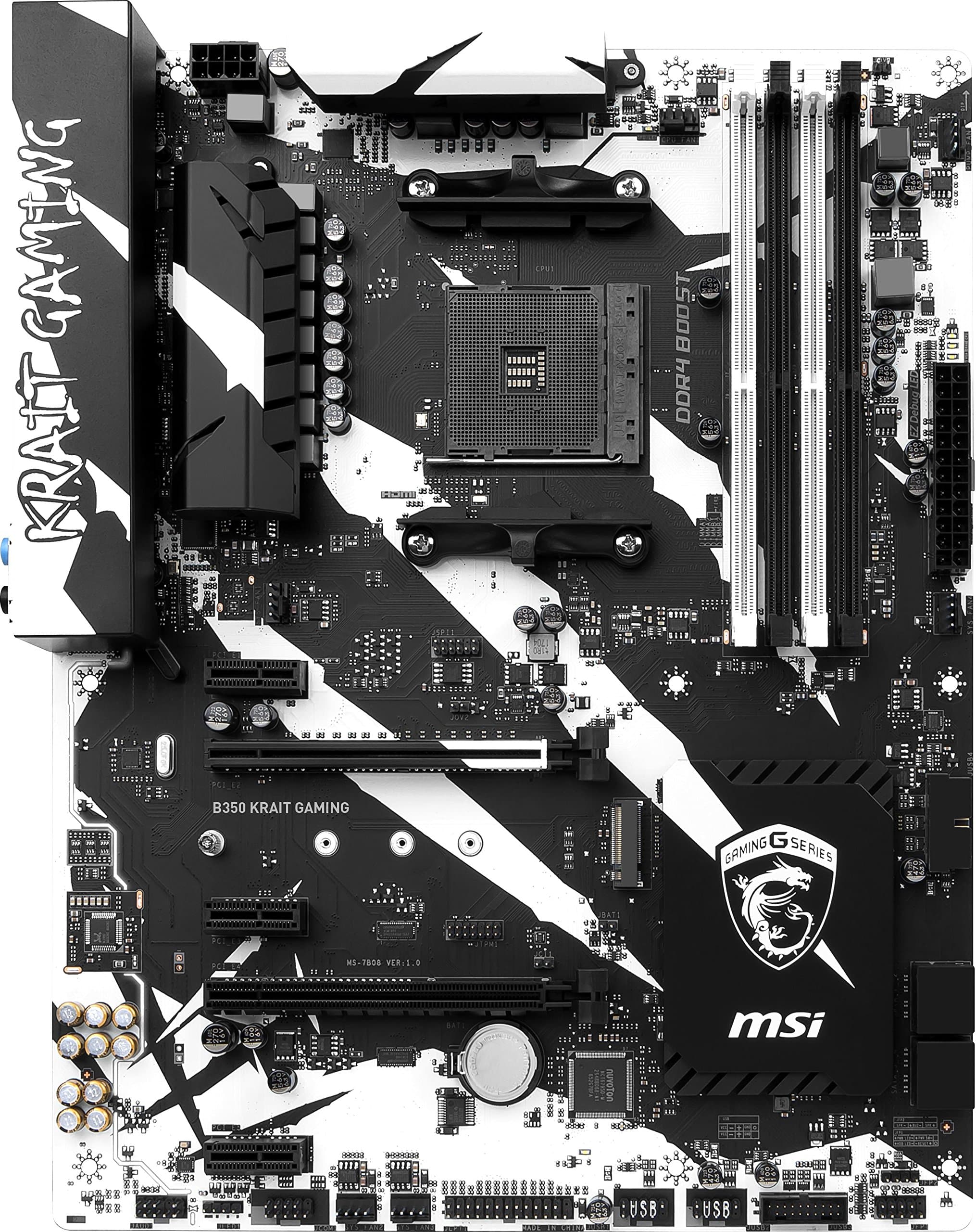 MSI B350 KRAIT GAMING, Sockel AM4, DDR4, HDMI,DVI 1x M.2 & 10x USB 3.1(2x Gen2 & 8x Gen1), 1x USB-C ATX Mainboard Bild 3