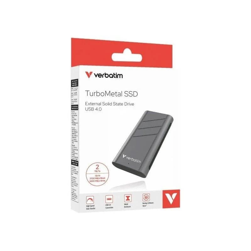Festplatte Verbatim TurboMetal SSD 2TB USB4 Type-C 3700MB/s Silber